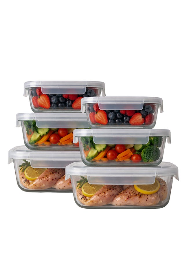 Toshionics 6 عبوات زجاجية لتحضير الوجبات مع أغطية محكمة الإغلاق لتخزين الطعام - Image 1